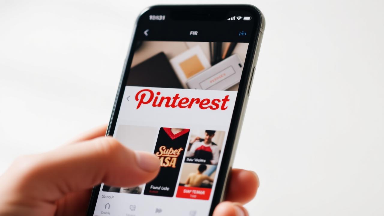 Smartphone exibindo vídeo do Pinterest sem marca d'água, tela limpa